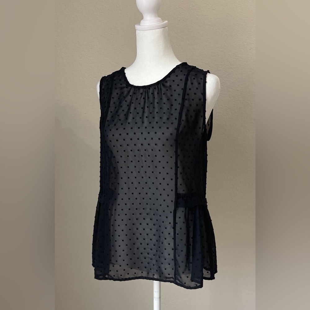 EUC J. CREW SHEER SWISS DOT PEPLUM TOP